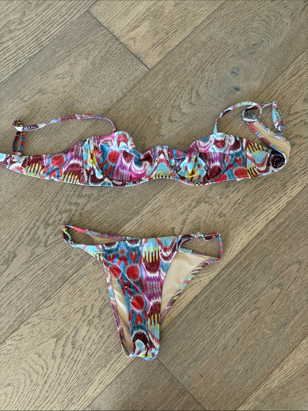 Women's Multicolor Floral Print Bandeau Bikini Set
